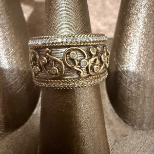 Vintage MD J  Gold, Silver and Diamond Women's Ring sz 8